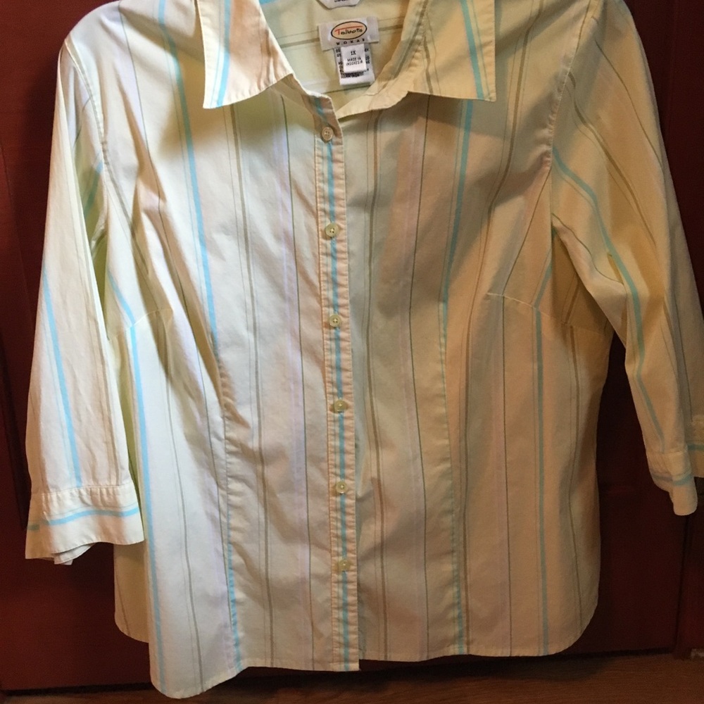 Talbots 1x 3/4 length sleeve button up blouse